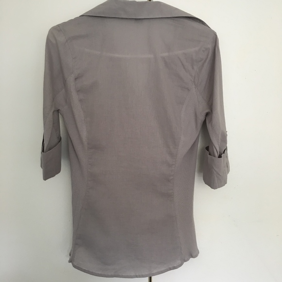 MAJORA 3/4 Sleeve Gray Shirt Button Down Blouse With Pockets Size S - Picture 3 of 9
